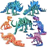 BUUFAN 7PCS 3D Printed Dinosaur Animal Figures – Colorful Fidget Stress Relief Toys for Adults, T-Rex Velociraptor Stegosaurus Set, Home Office Desk Decor, Unique Gift for Birthday or Holidays