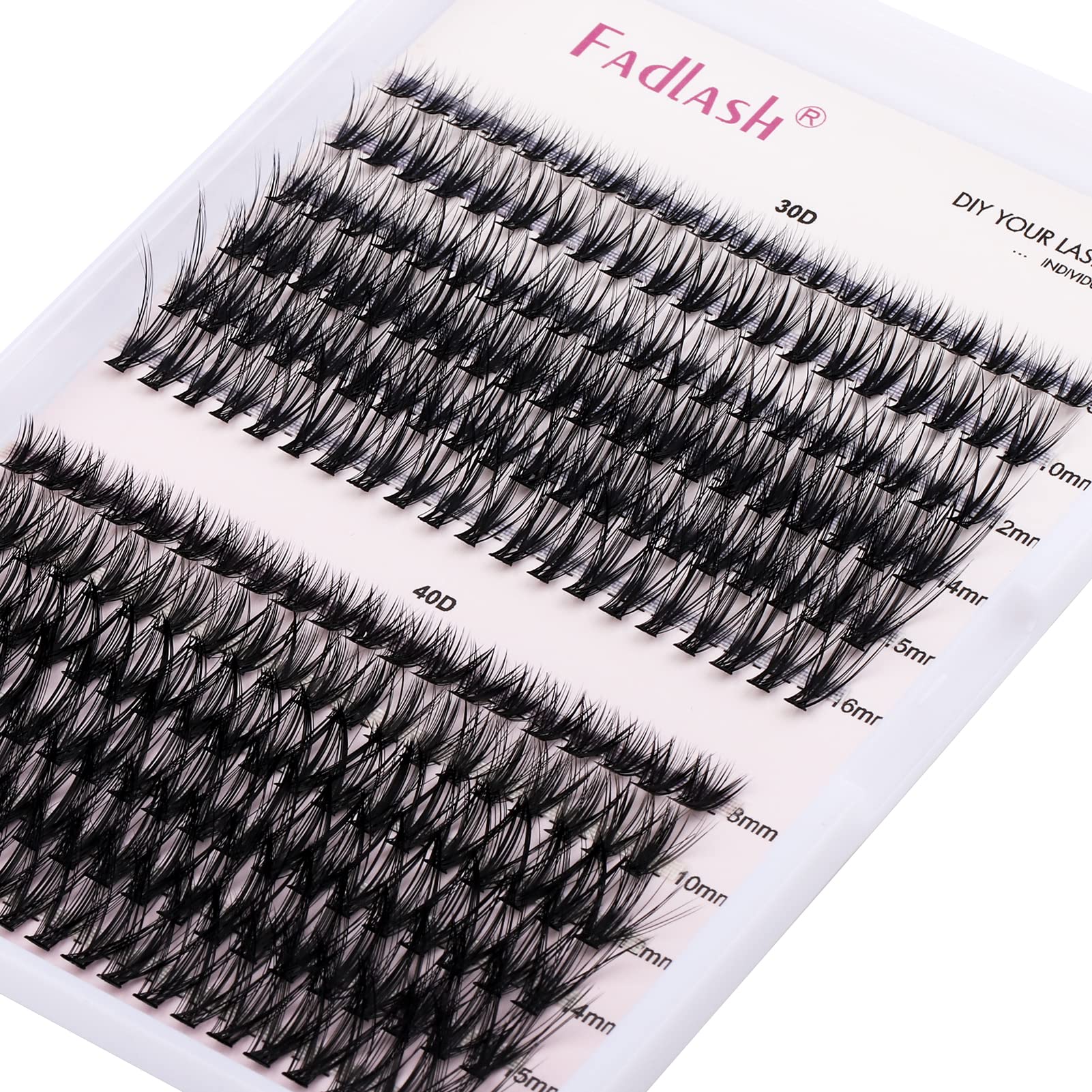 Individual Cluster Lashes Extensions 30D 40D 0.07 D Curl 8-16mm Mixed Trays Extensions 200Pcs Individual Cluster Lashes DIY Eyelash Extensions at Home — image 1
