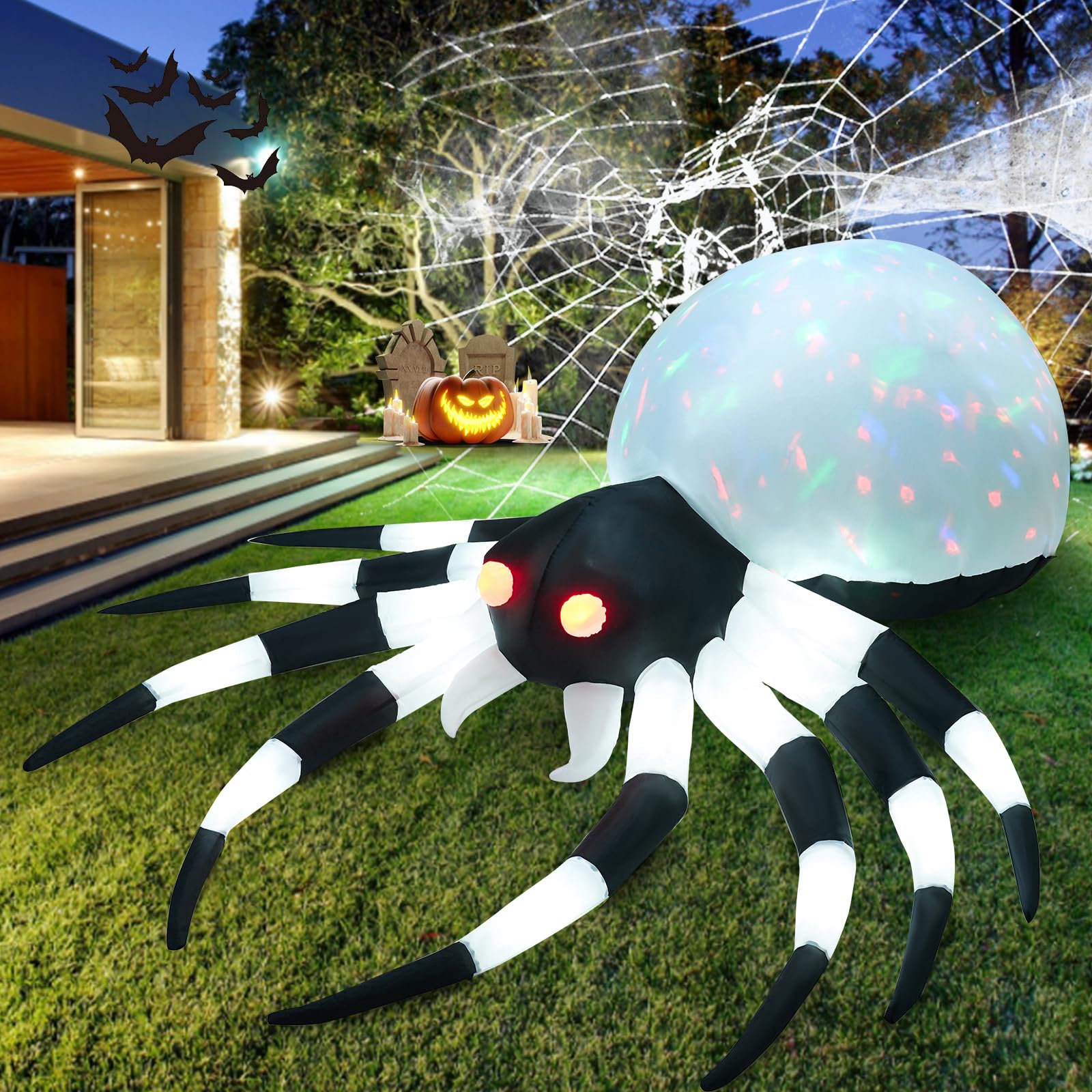 Photo 1 of *MISSING PARTS*
8FT Halloween Inflatables Giant Spider with 18 Built-in LED Lights and Magic Cube Light, Halloween Blowups for Yard, Garden and Lawn Outdoor Decoration (2 LEDs Each Leg)