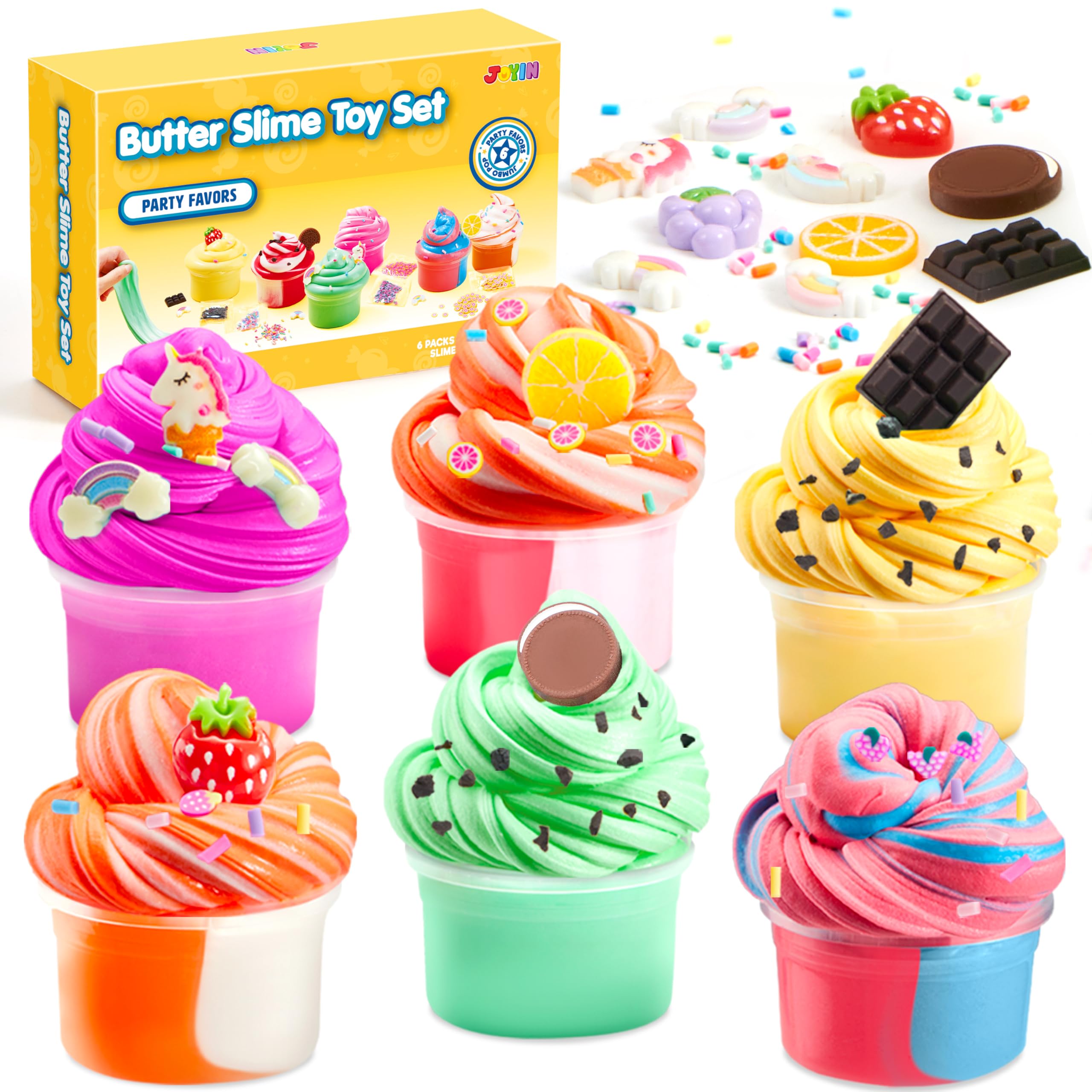 JOYIN 6 Pack Butter Slime Kit Party Bag Fillers, Cloud Slime Kit, Non-Sticky, Slime for Girls and Boys,Slime Party Bag Fillers Birthday Toys Gifts for Kids