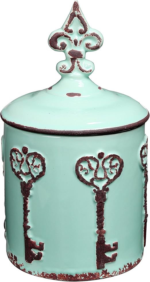 Amazon Com Mygift Vintage Style Key Fleur De Lis Design Cyan