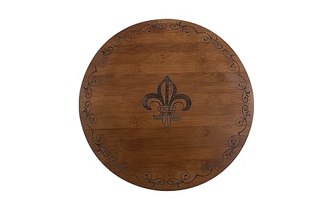Thirstystone Bamboo Lazy Susan Cheese Board, Fleur De Lis, Brown