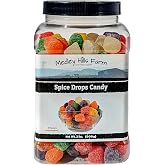 Spice Drops Candy By 2 lbs. in Reusable Container - Assorted Gum drops candy - flavors of cinnamon, clove, anise, spearmint, root beer (sassafras) and wintergreen - old fashion candy soft jelly drops