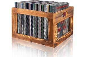 VECKYJL Vinyl Record Crate, LP Record Storage Crate, Wooden Record Holder Organizer, Record Album Storage Box, Vinyl Record Storage 100+ Records, Brown