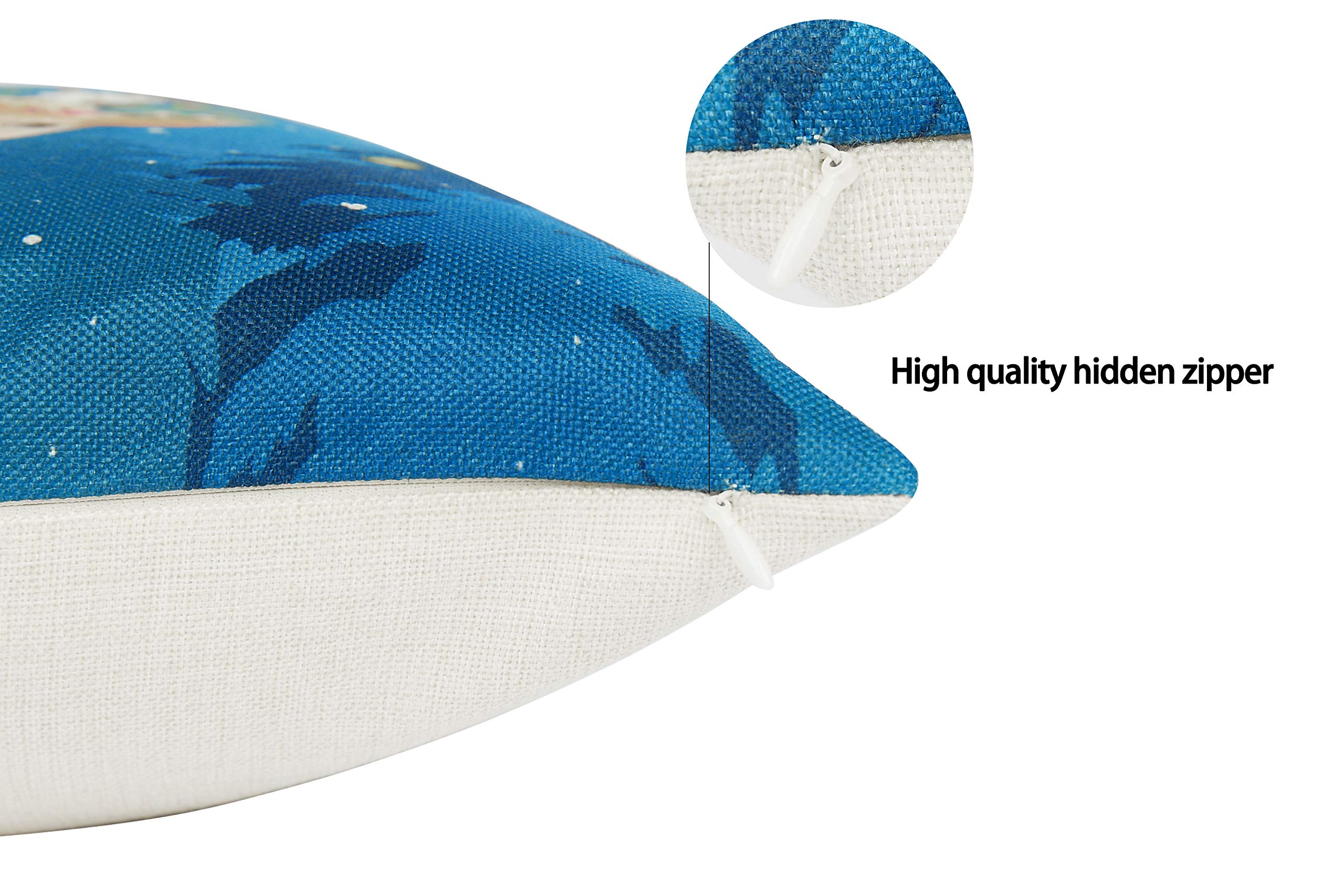 Tedars Christmas Throw Pillow Covers, 18x18 Inch Pillow Covers Cotton Linen Burlap Cushion Cover for Sofa with Christmas Reindeer.