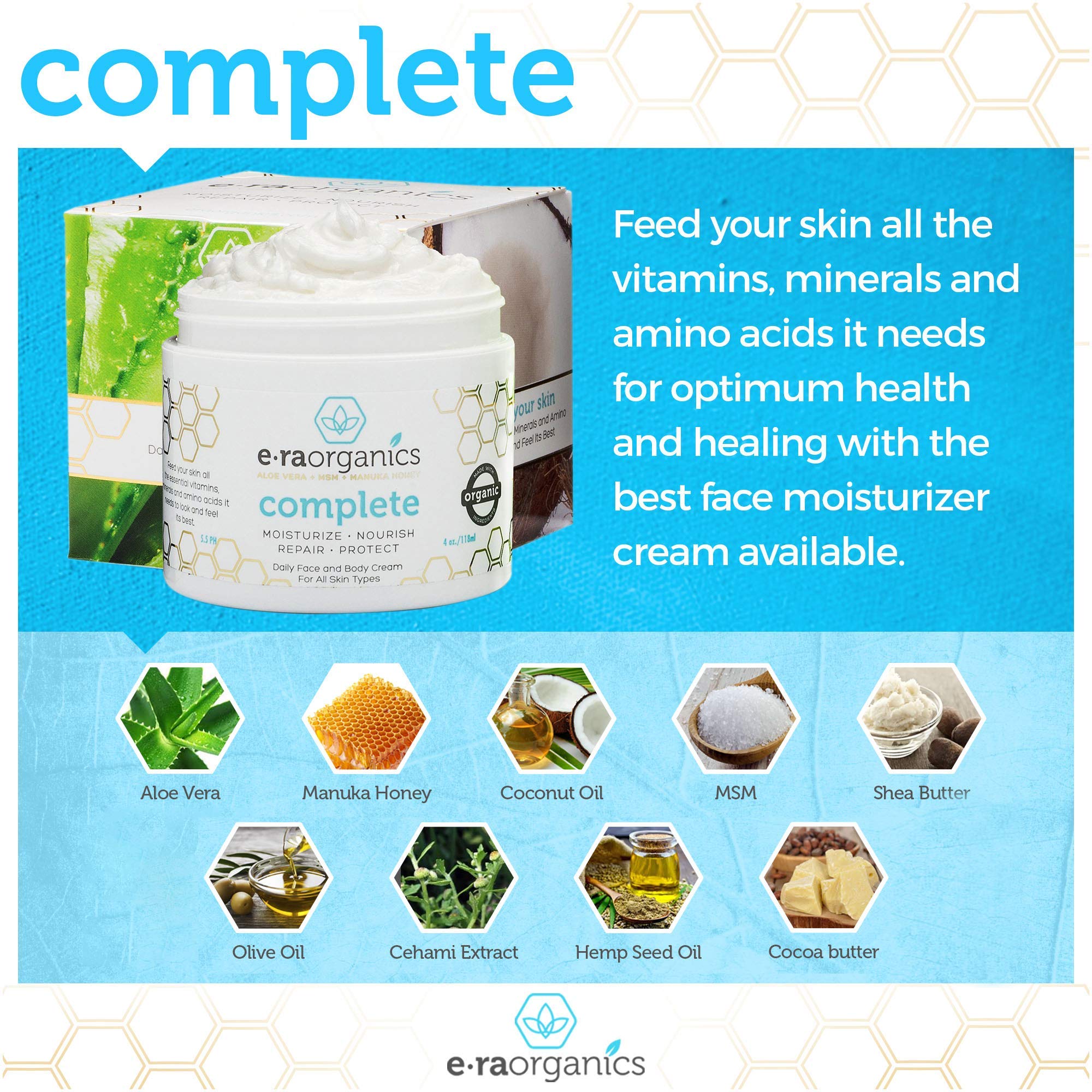 Natural & Organic Face Moisturizer Cream Advanced 10In1 Non Greasy