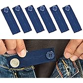 Elastic Button Extenders for Men and Women, Waist Extenders Adjustable for Pants, Trousers, Dress and Jeans, 6-Pack (Dark Blue)