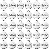 Framendino, 50 Pieces Believe Charms Inspirational Message Pendants for Jewelry Making