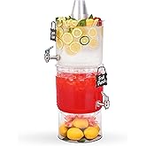 Buddeez Durable 2 Gallon Beverage Dispenser with Stand - Stackable Drink Server for Parties - Includes Party Top Lid and Chalk board Tag