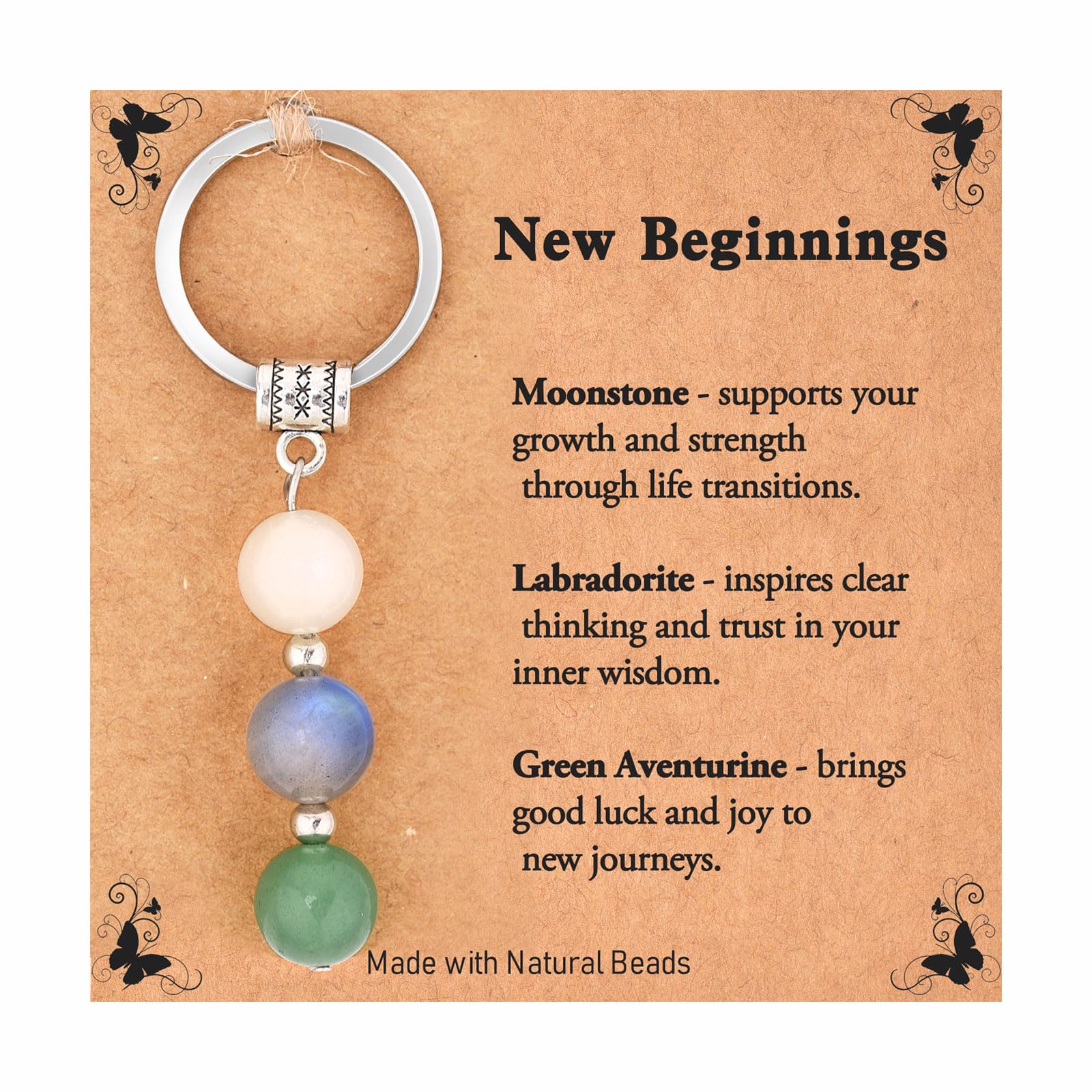 10mm Natural Crystal Keychain Gift for New