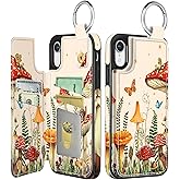 Shorogyt Compatible with iPhone XR Wallet Case with Card Holder - Designer Mushroom Frog Pattern Kickstand Magnetic Clasp Back Flip Folio Leather Phone Covers for Women Men Girls