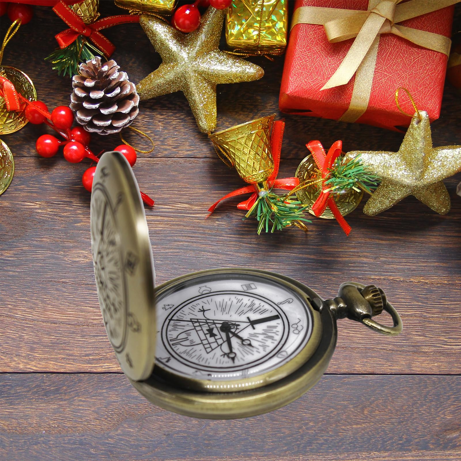 Vintage Pocket Watch, Gravity Falls - Bill Cipher Pocket Watch with Chain for Men Women