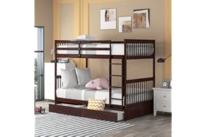Harper & Bright Designs Twin-Over-Twin Bunk Bed with Two Storage Drawers, Solid Wood Twin Size Bunk Bed with Guardrial and Removble Ladder, Can be Converted Into 2 Separate Beds, Espresso