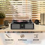 Udreamer Record Player with Built-in Speakers Bluetooth Belt Drive 3 Speeds view 7