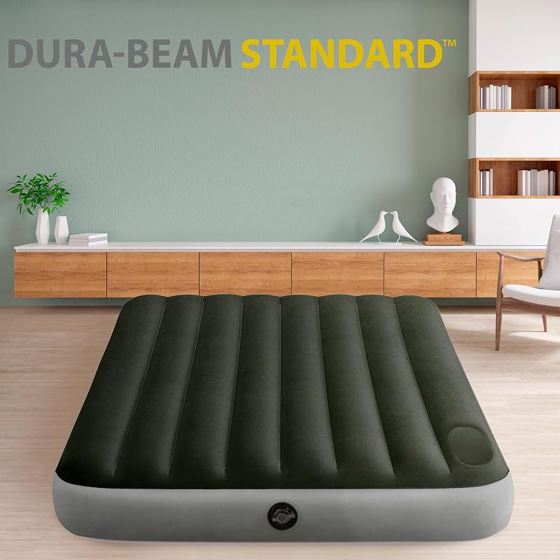 64762 - Colchão insuflável de 2 lugares com bomba de pé Fiber-Tech Downy, mede 137 x 191 x 25 cm