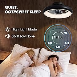 LUDOMIDE Ceiling Fan with Lights, 15" Flush