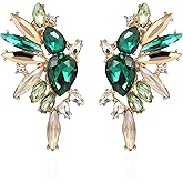 VANGETIMI Vintage Rhinestone Statement Earrings for Women Fashion Bling Colorful Crystal Cluster Drop Dangle Earrings