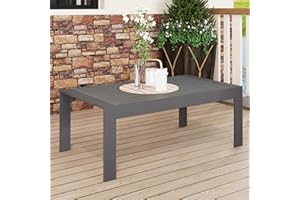 Solaste Aluminum Outdoor Coffee Table, All-Weather Rectangle Metal Patio Coffee Table Furniture for Balcony, Garden, Indoor or Outdoor Use, Dark Grey