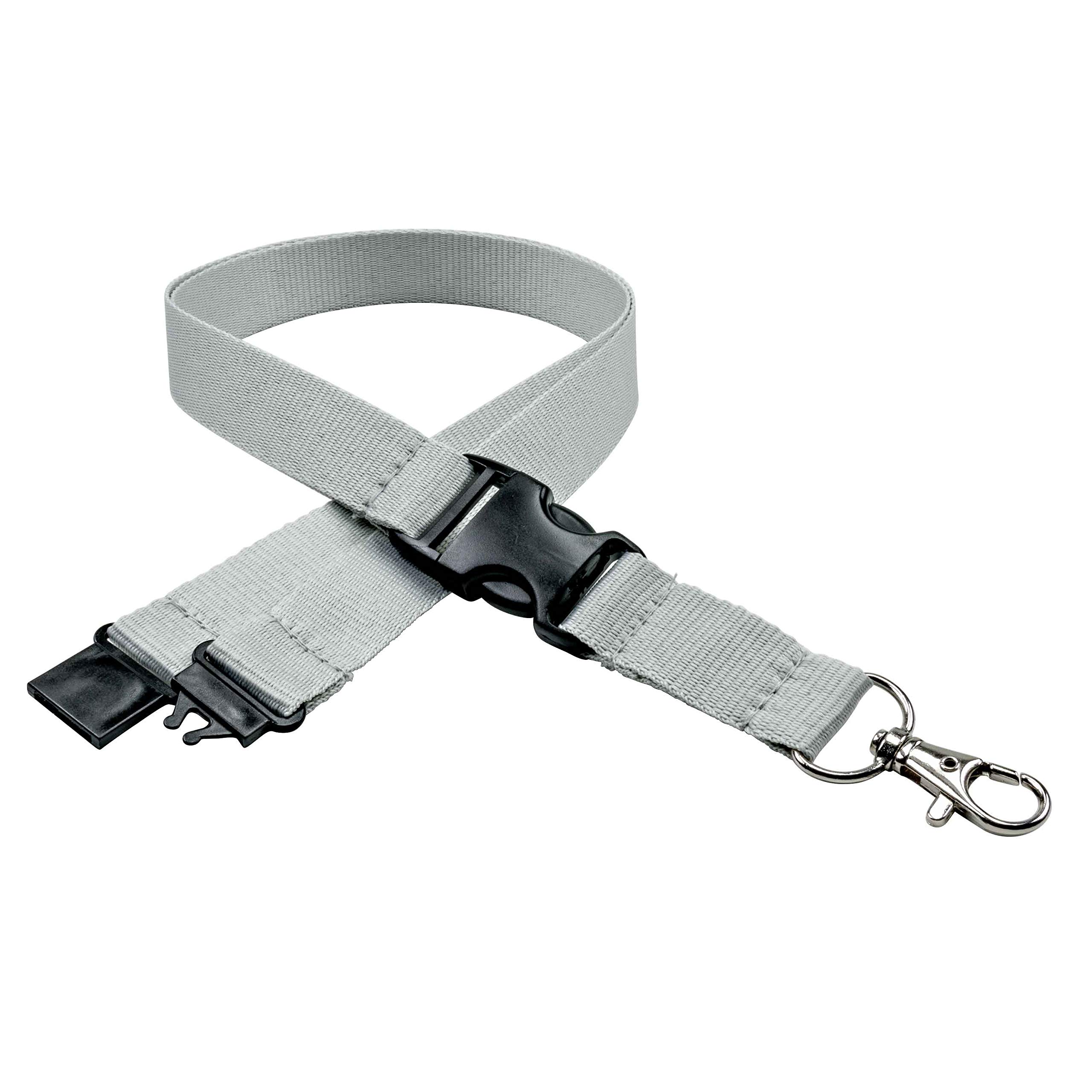 linie zwo ®, Pack of 10 lanyards 20 mm, Easy Going Clasp, Safety Break, Buckle Release, Grey