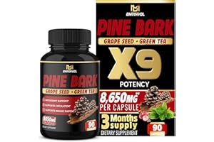 BMVINVOL Pine Bark Extract Capsules 8650 mg - Enhanced with Ashwagandha, Turmeric, Green Tea - Supports Heart Health, Circulatory Health - Antioxidants Supplement - 3 Months Supply