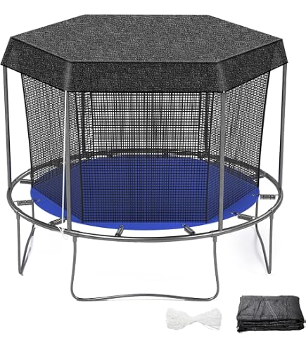 Housse Pare-soleil Pour Trampoline 12 Et 14 Pieds - Imperméable, Anti-UV, Avec 8 Cordes élastiques