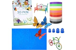 AMTAM 3D Pen Mat|3D Printing Pen PLA Silk|Silicone Pad Template|3D Pen Template|Finger Protector, 10 Colors 1.75mm Total 50m,