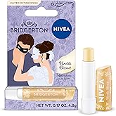 NIVEA Vanilla Biscuit Lip Care, Bridgerton Design Lip Balm, 0.17 OZ | Bridgerton Limited Edition Moisturizing Lip Balm with Shea Butter and Vitamins, Subtle Shine, Repairs Dry Lips, Vegan