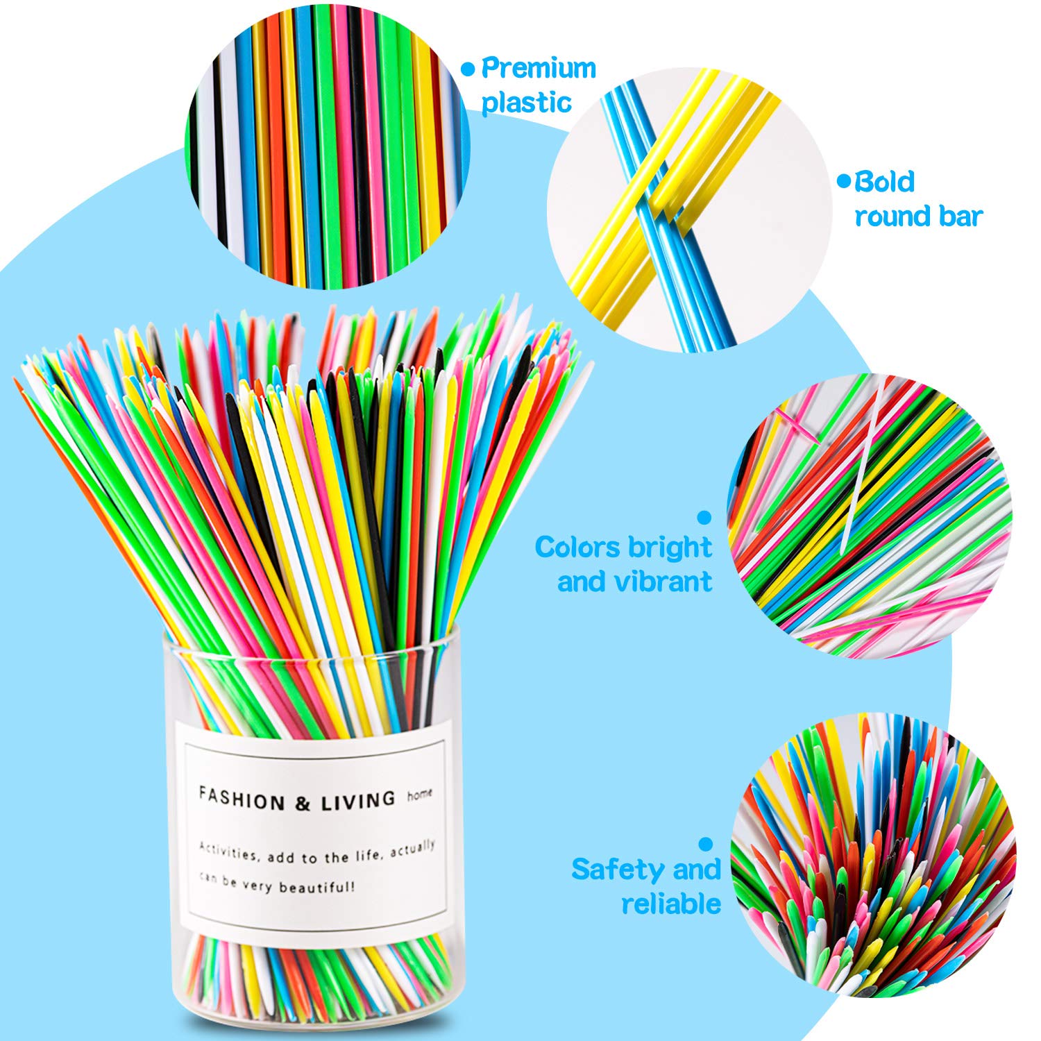 Pick Up Sticks - 240 Pieces Classic Pickup Sticks Retro Toys with 1 Black Bag for Family Fun Game Present