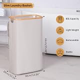 iEGrow 65L Slim Laundry Basket with Removable Inner Bag Bamboo Handles Lid view 3