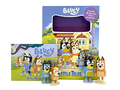 Bluey Tattle Tales - Activity Books for kids, 12-page storybook, 4 figurines