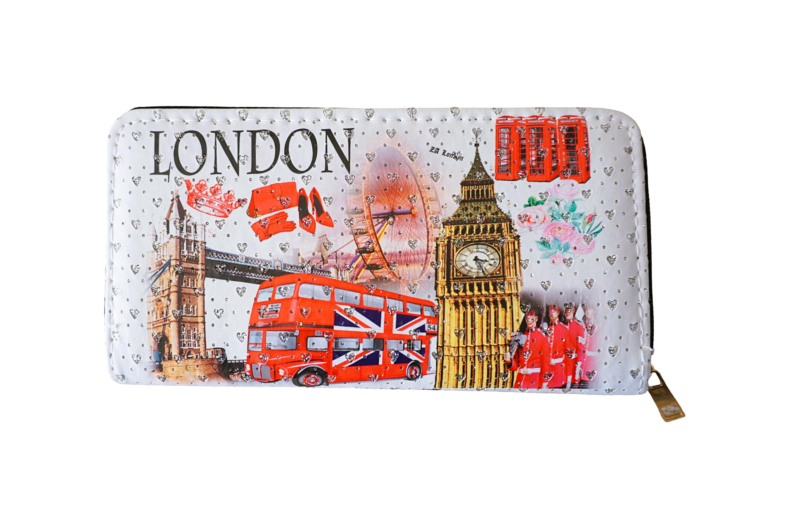 ShopEwebb Union Jack London Icons Pictures Wallet Purse with Zip Closure