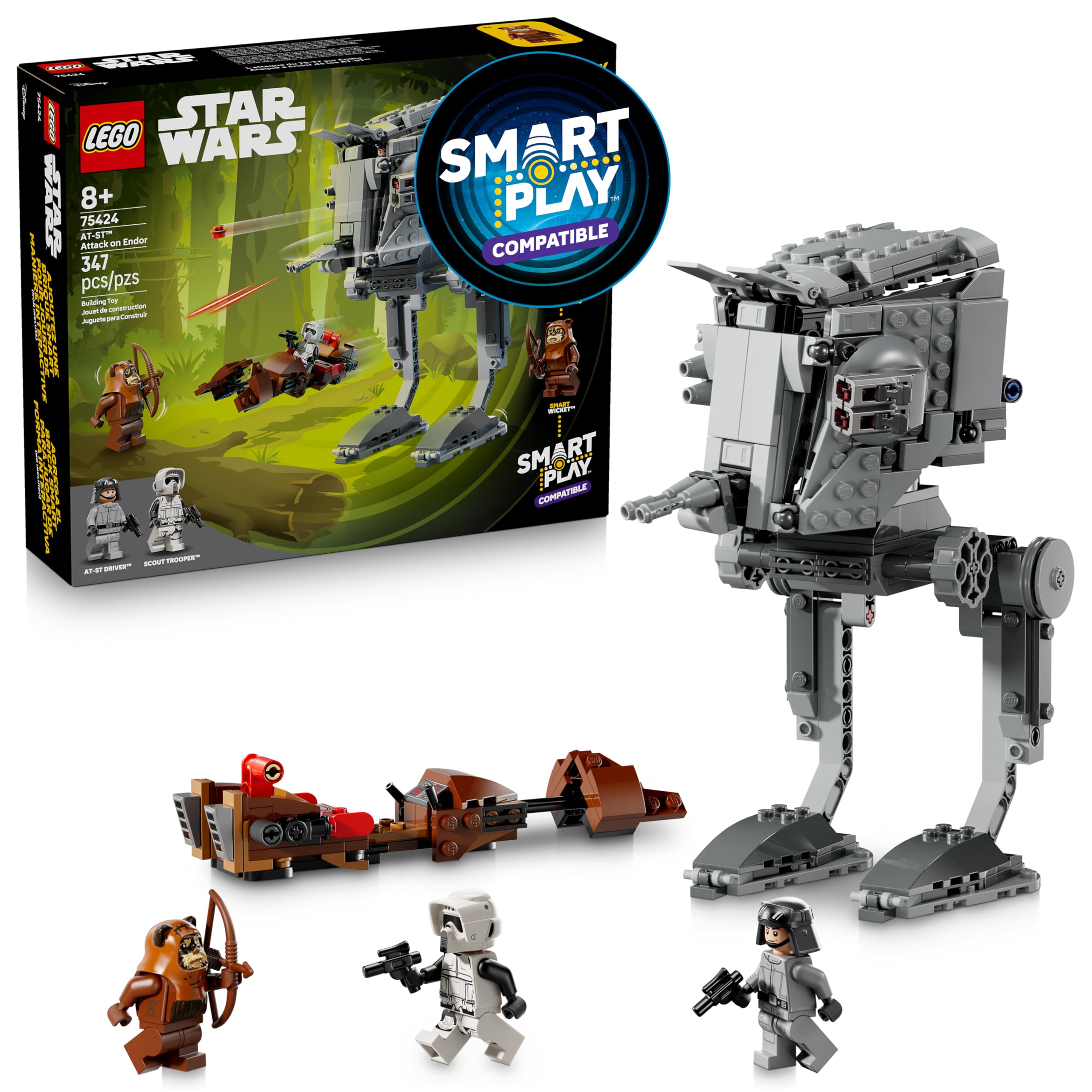 LEGO Star Wars SMART Play: AT-ST Attack on Endor Toy Building Set for Kids - Compatible Set with 2 SMART Tags and 3 Minifigures - Gift for Boys, Girls and Fans Ages 8+ - 75424