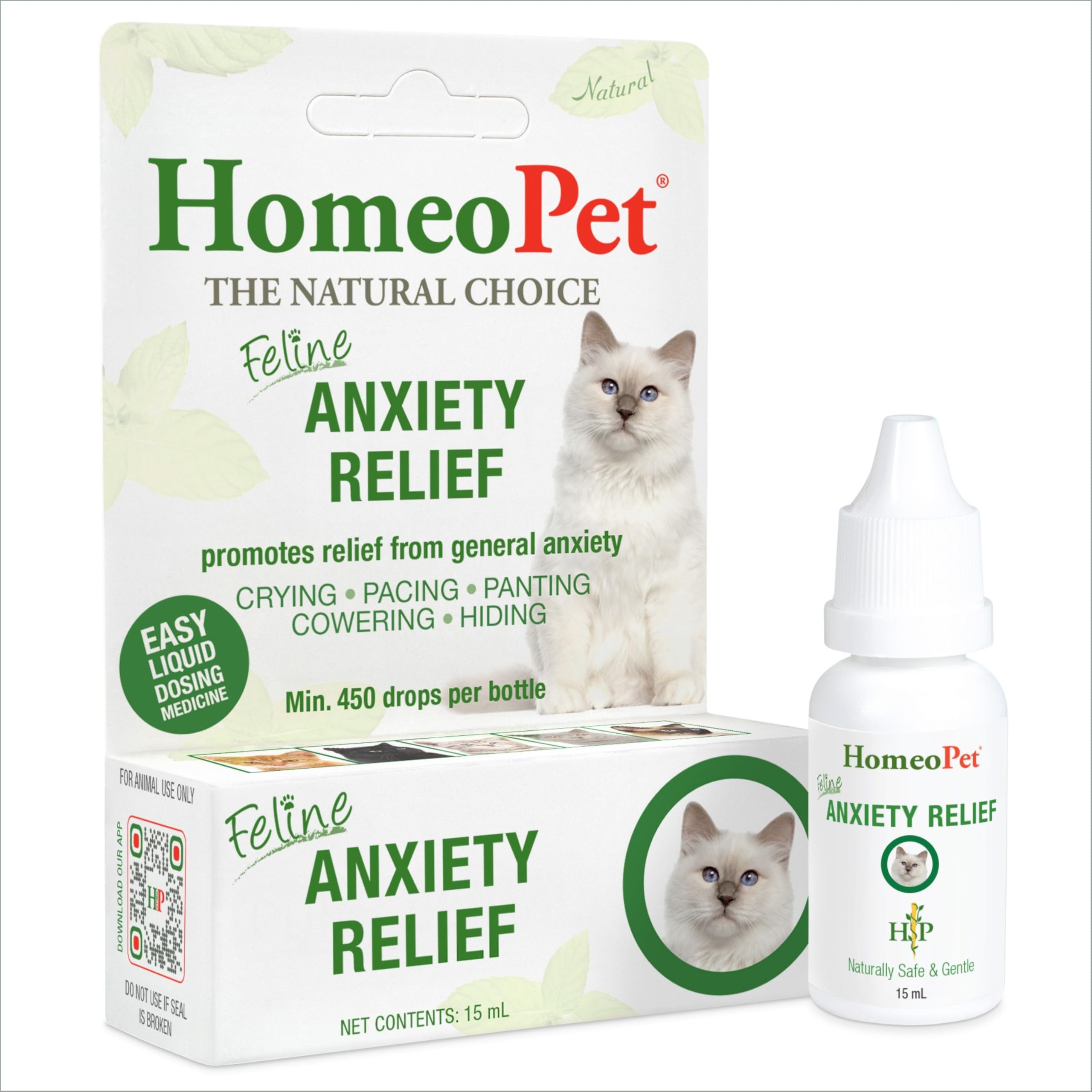 HomeoPet FELINE ANXIETY RELIEF - 100% Natural Pet Medicine. General anxiety as a result of vet/grooming visits, new pets, cattery/boarding stays. For cats of all ages. 15ml/up to 90 doses per bottle