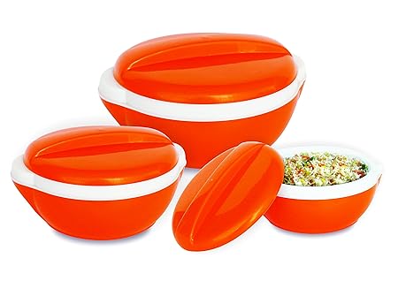 Princeware Pluto Plastic Casserole Set, 3-Pieces, Assorted