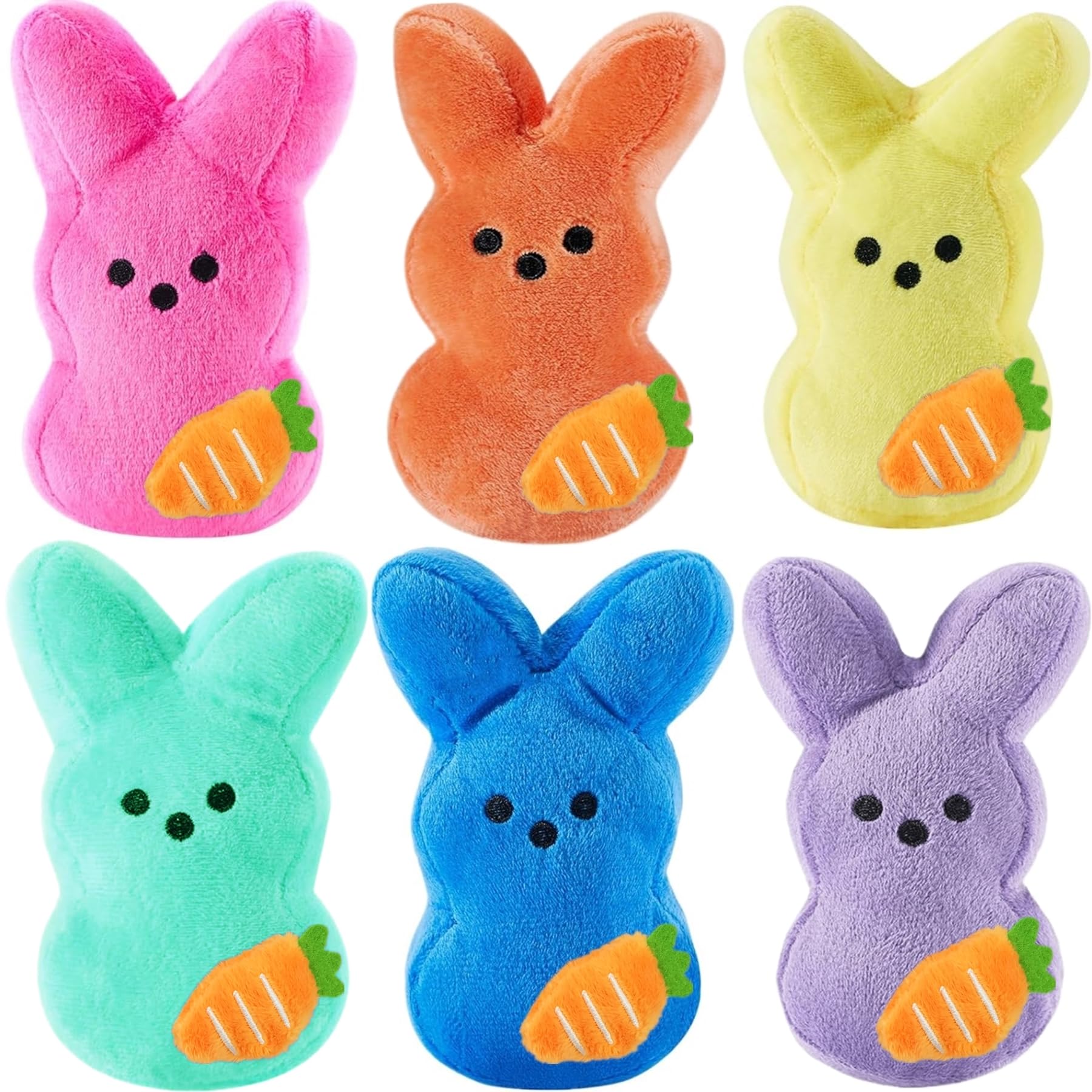 Photo 1 of 6Pcs New Upgrade Easter Bunny Plush, Easter Rabbit with Carrot Stuffed Animals, Adorable Easter Basket Easter Bunny Decorations for Kids (Multicolored)