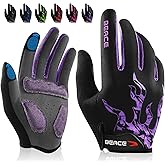 BEACE Cycling Gloves for Men Women - Full Finger Mountain Bike Gloves With Touch Screen and Anti-Slip Silicone Palm - Workout and Road Bicycle Gloves