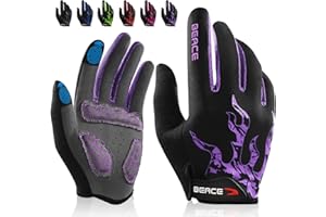 BEACE Cycling Gloves for Men Women - Full Finger Mountain Bike Gloves With Touch Screen and Anti-Slip Silicone Palm - Workout and Road Bicycle Gloves