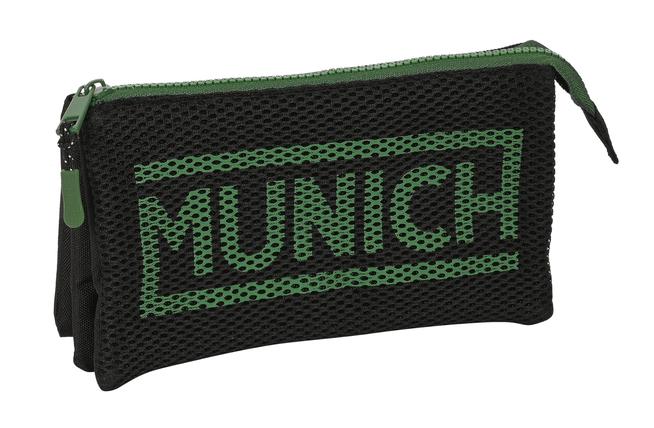 Safta Munich Caviar – Triple Pencil Case, Children's Pencil Case, Ideal for School Children, Comfortable and Versatile, Quality and Resistance, 22 x 3 x 12 cm, Black, Black/White, Estándar, Casual