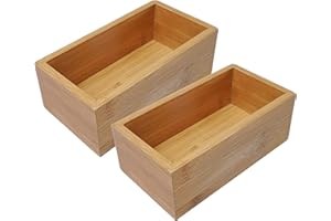 Aviboo Cabinet Drawer Organizer and Storage Tray Box Dividers Set Made of Bamboo Wood, Multipurpose Holder for Craft, Sewing, Office, Bathroom, Kitchen (2, 3.2x5.9x2.2 inch)