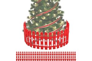 OLIYNEDY Christmas Tree Fence Protector for Kids, Dogs, Pets - 24 Pack Indoor Plastic Red Picket Fence Decoration