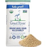 Great River Milling Organic Hulled Barley, Whole Grain, 25 lb | Organic Hulled Barley for soups, stews, pilaf, porridge, salads, grain bowls and home milling; chewy whole-grain texture and