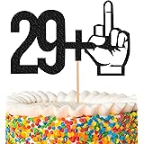 MYAMPED 29+1 Cake Topper - Glitter Black 30th Birthday Cake Decorations, Perfect for Thirty Birthday Party, 30th Anniversary 