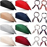 16 Pcs Wool Beret Hat for Women Winter Hats French Beret Fashion Boinas para Mujer with Silky Scarf Set for Women Girls