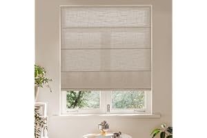 BLINDZUP Cordless Roman Shades, Thermal Insulated Window Treatments for Home Privacy, 50% Light Filtering Blinds with Pull-Down Mechanism for Living Room & Dining Room, Driftwood 31" W x 36" H