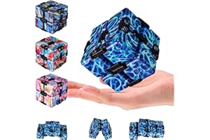 YISHIDANY 4Pcs Infinity Cube Fidget Toy Pack, Mini Magic Cubes Sensory Finger Toys for Stress Relief & Anxiety ADHD, Colorful Fidget Blocks Desk Toys for Adults Teens Kids Relaxing Party Gift