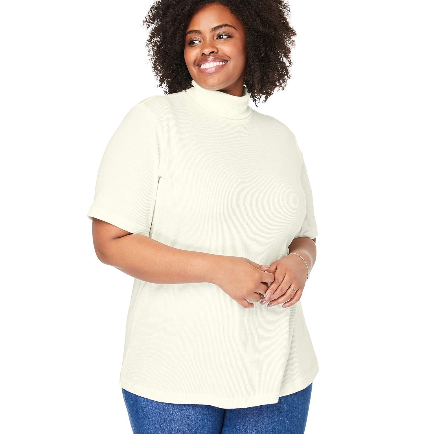 Woman Within Womens Plus Size Ribbed 