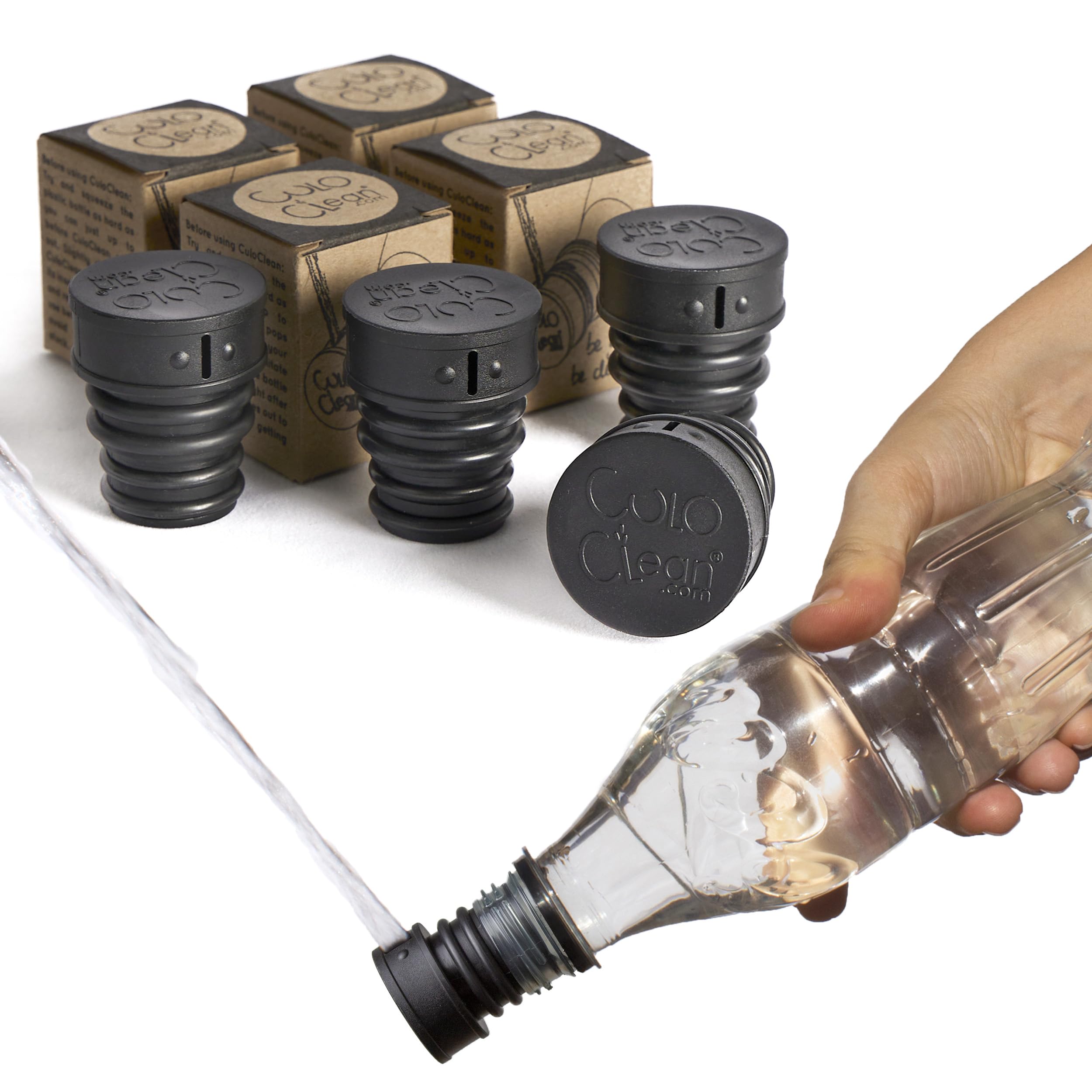 CuloClean Handheld Bidet for Toilet, Made in Spain, The Most Discreet Portable Bidet, Compatible with Any Plastic Bottle (4, Black)