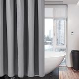 Shower Curtain 182x182cm Dark Grey with Metal Hooks Waffle Fabric view 8