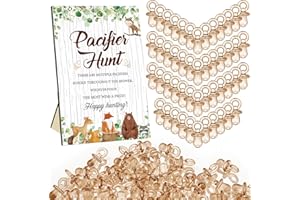 Thyle 51 Pcs Woodland Animals Pacifier Hunt Baby Shower Games Forest Animal Baby Shower Game Decoration Include Hunt Sign and Acrylic Pacifiers Woodland Themed Gift Sets for Gender Reveal Party Decor