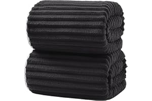 XIQ 39x79 Inches Bath Sheets Extra Large Bath Towels for Adults Luxury Super Soft Absorbent Striped with Hanging Loop Microfiber Shower Towels for Bathroom(Black, 2PCS)